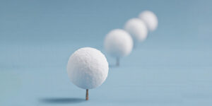 Minimal illustration of repeating rounded shapes increasing in size to represent compound interest growth over time